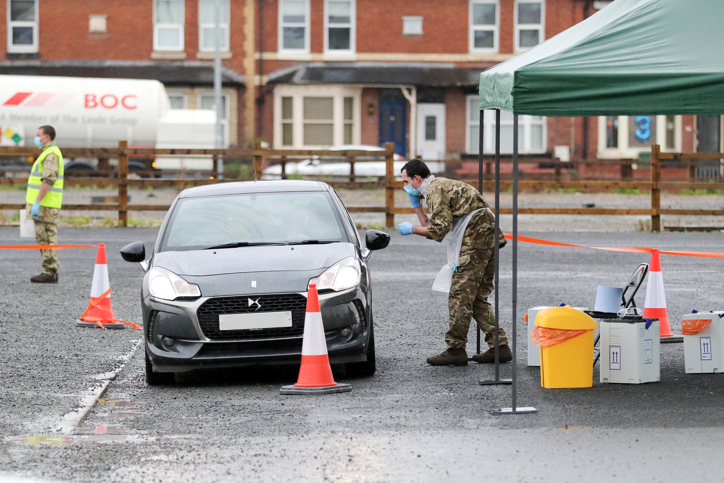 The coronavirus drive-through testing area which was at Merton Meadow car park in Hereford