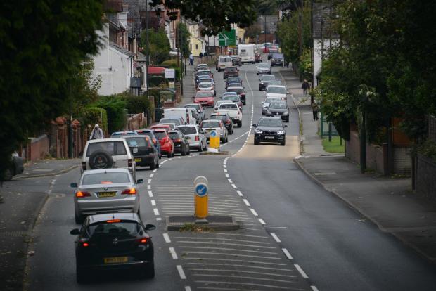 Hereford Times: Traffic is often queuing down Belmont Road towards the A49 Greyfriars Bridge