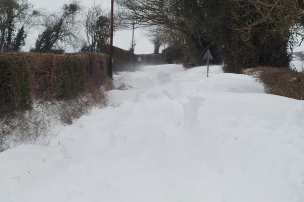 Snow drifts at Ocle Pychard. Phil Evans