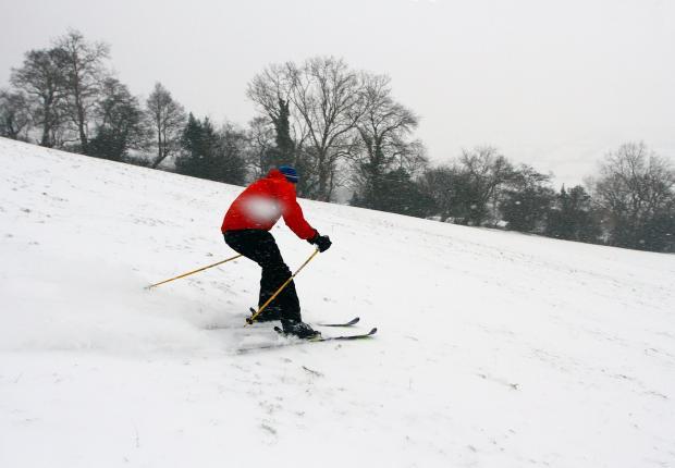 Michaelchurch Primary deputy head Gary Crocker dons his skis
