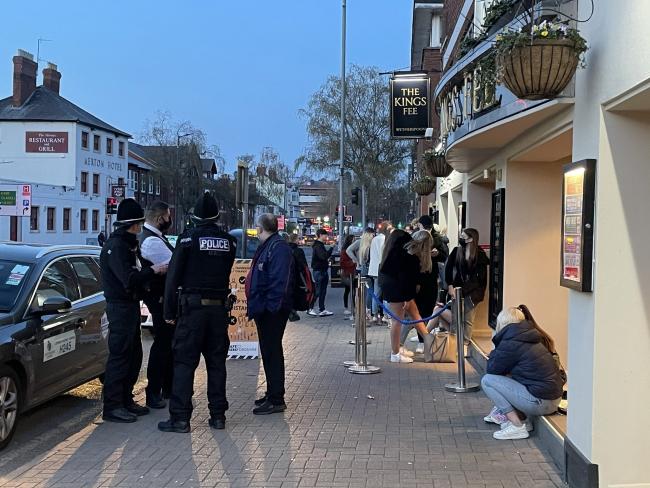 West Mercia Police and Herefordshire Councillor officers issued an improvement notice to the Wetherspoon pub in Commercial Road due to the queue outside