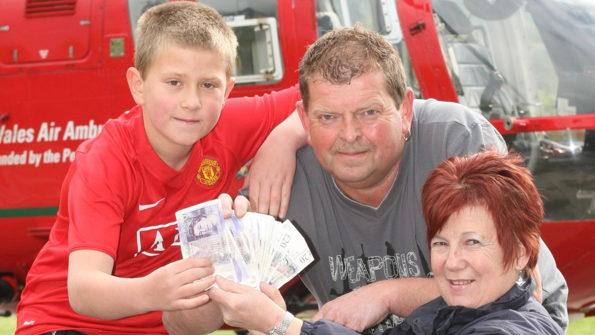 Nick Breese from Caersws has raised £765 for the Wales Air Ambulance from his 50th Birthday (donations instead of presents) Nick would like to thank family, friends and customers that donatedpis l-r Casey Breese (10) Nick Breese and Ann Lewis