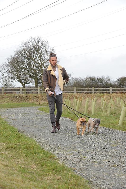 Pete Wicks with his dogs.