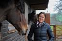 Racehorse trainer Sheila Lewis who has recently obtained her permit licence. Three Cocks, near Hay-on-Wye. Sheila with racehorse 'Try it Sometime'..