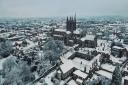 Drone picture of Hereford in the snow by Abhinav Varun Revis