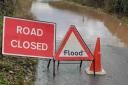 Heavy rain has flooded the A438 near Tarrington