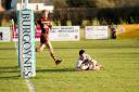 Jack Forsythe scores Luctonians' first try. Picture: Nigel Mee