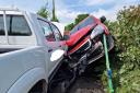 A postwoman has been cut free from a Royal Mail van after a crash in Lyonshall, near Kington, in Herefordshire. Picture: Kington fire station