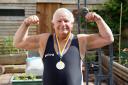 Herefordshire weightlifter, Geoff Brice poses with his gold medal after winning his age and weight category at this years British Masters Weightlifting Championships held at Bangor University.