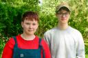 Students Elliott Askew (right) and Ash Evans have produced and released a song together. Picture: Stuart Askew