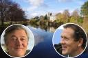 Celebrities Stephen Fry (left) and Monty Don are among those concerned about damaging pollution in the river Wye.