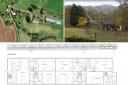 Views of the former chicken shed, and plans of how the conversion to houses would look.