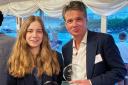 Bethan Talbot and executive principal Peter Cooper from Hereford Sixth Form College at the awards ceremony.    Picture: Hereford Sixth Form College