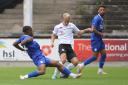 Harrison Summers in action for Hereford in pre-season against a Cardiff City XI. Picture: Steve Niblett