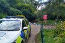 Police cordon in place next to the river Wye in Hereford.   Picture: Michael Eden