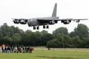 A B52 bomber lands at RAF Fairford, with one of these huge planes circling over Herefordshire last night
. Picture: SWNS