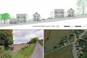 The layout and site (pictures: Google) of the four planned houses by St Weonards