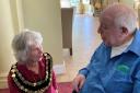 Resident Walter Cole with mayor Trish Marsh.    Picture: Leominster Bupa Care home