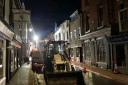 Overnight works on High Street in Kington.   Pictures by Andrew Compton