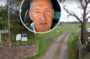 Tresseck Campsite (from Google Street View) and inset, Jeff Goulding puts his case to the licensing committee