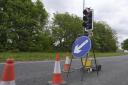 Temporary traffic lights are currently in place on the A44 at Bringsty, near Bromyard