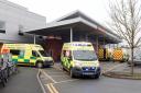 Ambulances with A&E paitients queue outside Hereford hospital. File picture