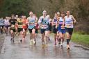 Over 300 runners take to the start in the Hereford Couriers Christmas 10k led by winner Ben Jones. Picture: Chris Smart