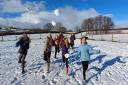 Michaelchurch Escley Primary School children have taken part in a snowball fight