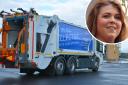 A local authority electric bin lorry, and inset, Coun Gemma Davies