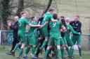 Hay St Mary's players celebrate their victory. Picture: Stuart Townsend/Barcud-Coch Photography