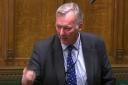 Sir Bill Wiggin questioning the Home Secretary during Illegal Migration Bill debate in Commons on 7 March.
