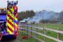 Horses evacuated as fire crews battle blaze in Herefordshire building