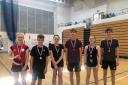 Some of the medal winners from the Herefordshire Restricted Junior Badminton Tournament