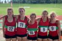 The Herefordshire athletes who compete in the Midland Regional Schools Combined Events in Derby were (l-r) Esme Benjamin, Maisie Wood, Heidi Powell, Romerleigh Parker and Tessa Morgan