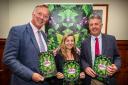 North Herefordshire MP Sir Bill Wiggin with Suntory regional chief operating officer Carol Robert and Ribena blackcurrant grower Michael Bevan at the unveiling of the report in Parliament