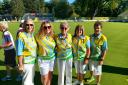 The St Martins Bowling Club team consisted of (l-r): Mandie Complin, Keri Palmer, County President Christine Tilbury, Sandra Pritchard and Fran Hargest