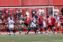 Kyle Finn scores for Tamworth in their 4-0 victory against Hereford FC