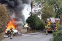 Firefighters tackle a van van fire in Roman Road, Hereford