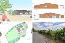 Views of the planned community centre design, and the current view from the road