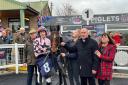 Mactavish with jockey Stan Sheppard and connections after winning at Hereford Racecourse