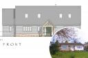 The design of the proposed new house, and inset, the existing bungalow