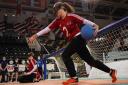 College lecturer Antonia Bunyan playing goalball for Great Britain