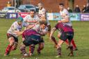 Ben Greenhouse leads the driving maul for Hereford supported by Tom Williams and Scott Robinson