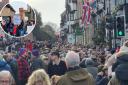 A large crowd watched the Boxing Day Hunt in Ledbury. However, there were some protesters waving banners.