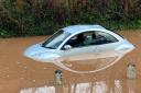 A car got stuck in floodwater in Lower Bullingham Lane, Hereford