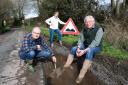 Kevin Harlock (left), Caroline Wilkie (middle) and Ronnie Wilkie (right) feel they are cut off because of the state of the road near their homes in Kinnersley