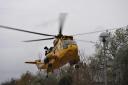 The RAF search and rescue helicopter landed at Hereford County Hospital this afternoon. (Photo by Phillip Morris)