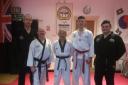 Those who took part in the seminar included: (l-r) Pete Bolton, Andy Merrick (instructor), Grand Master SW Pan, Alex Small and Louis Davis-Jones