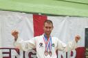 Luke Hall with his two World Championships gold medals