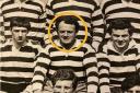 Neville Manning ringed in vintage Ledbury RFC kit